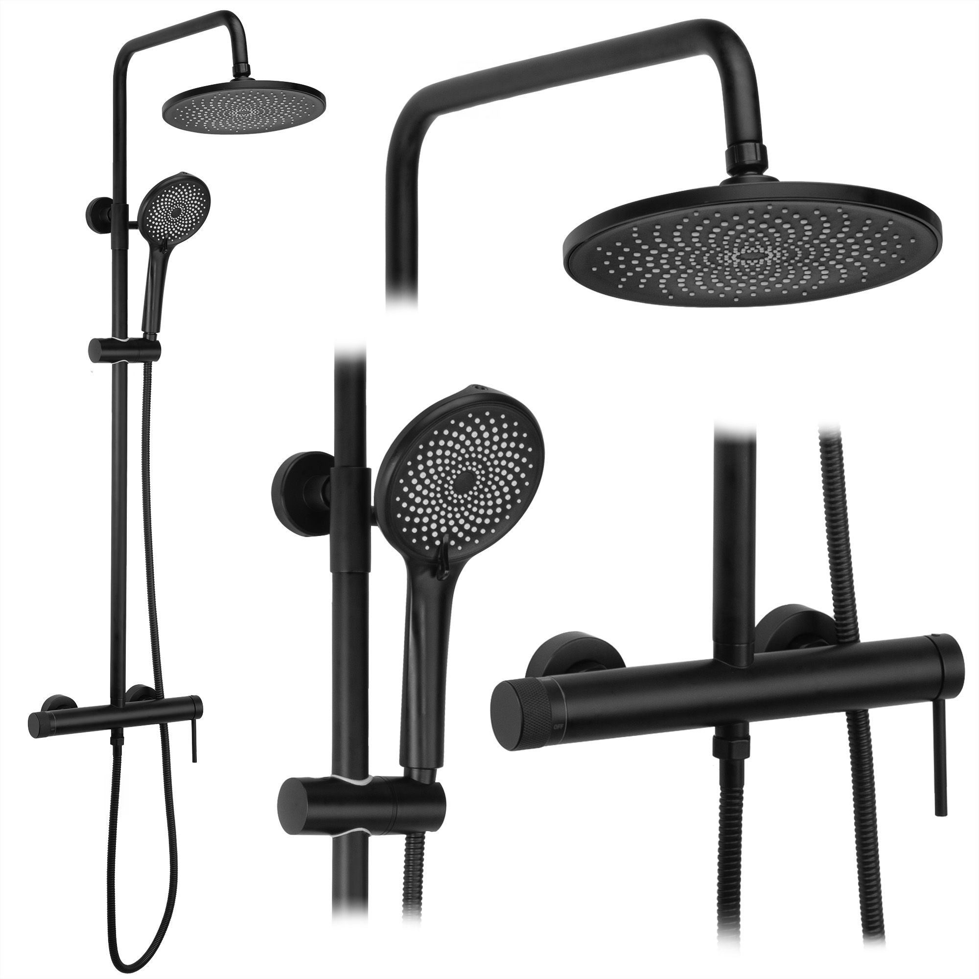 REA Duschset JS-H7023B Svart, 25x40x18cm