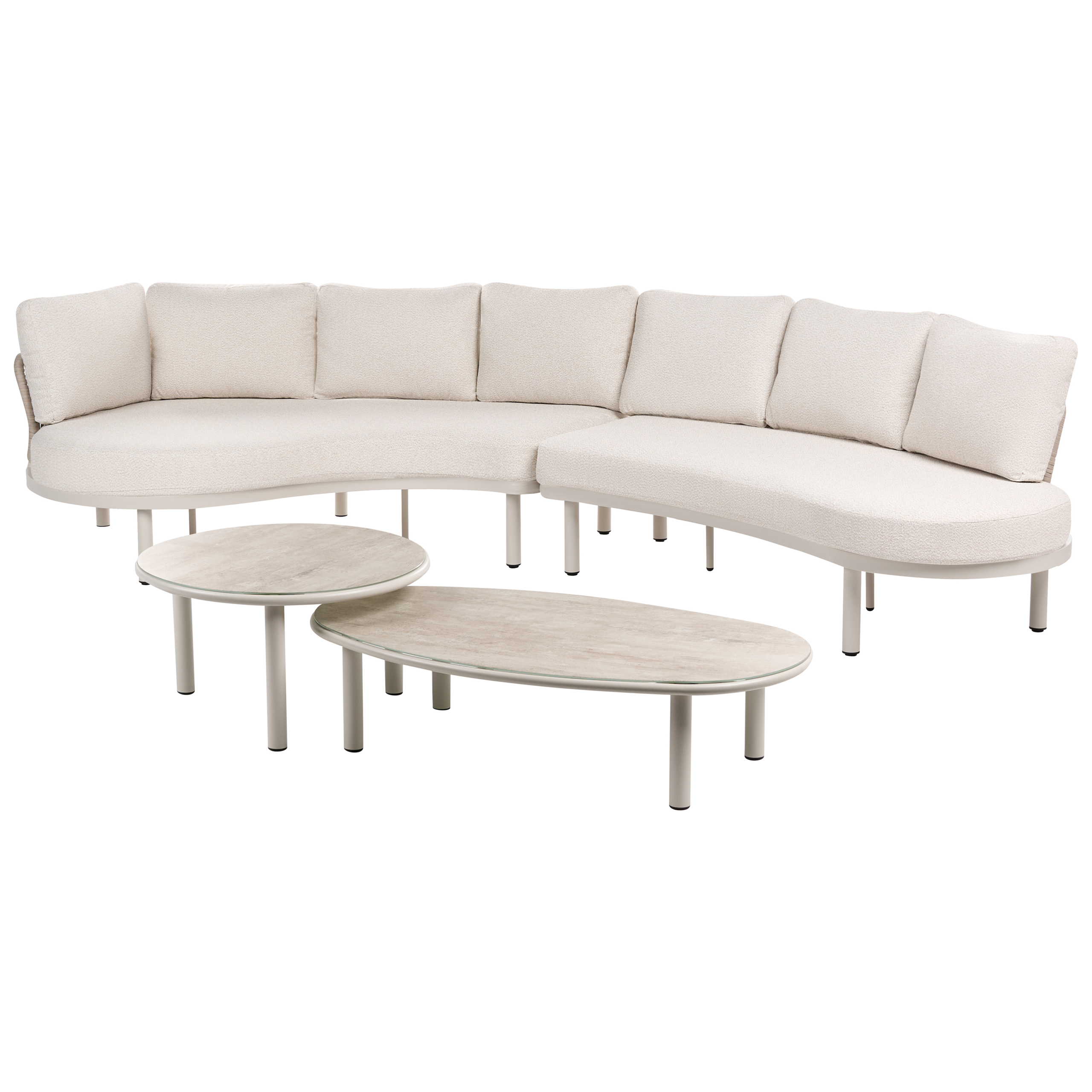 Trädgårdssoffa 6-sits ORIOLO med bord Metall Ljusbeige
