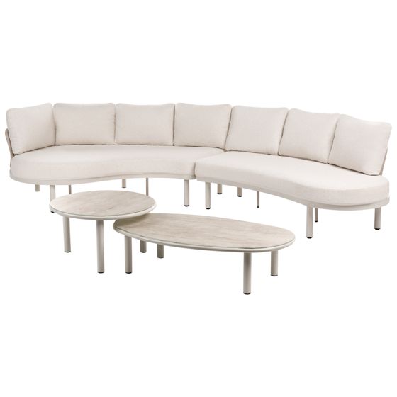 Trädgårdssoffa 6-sits ORIOLO med bord Metall Ljusbeige