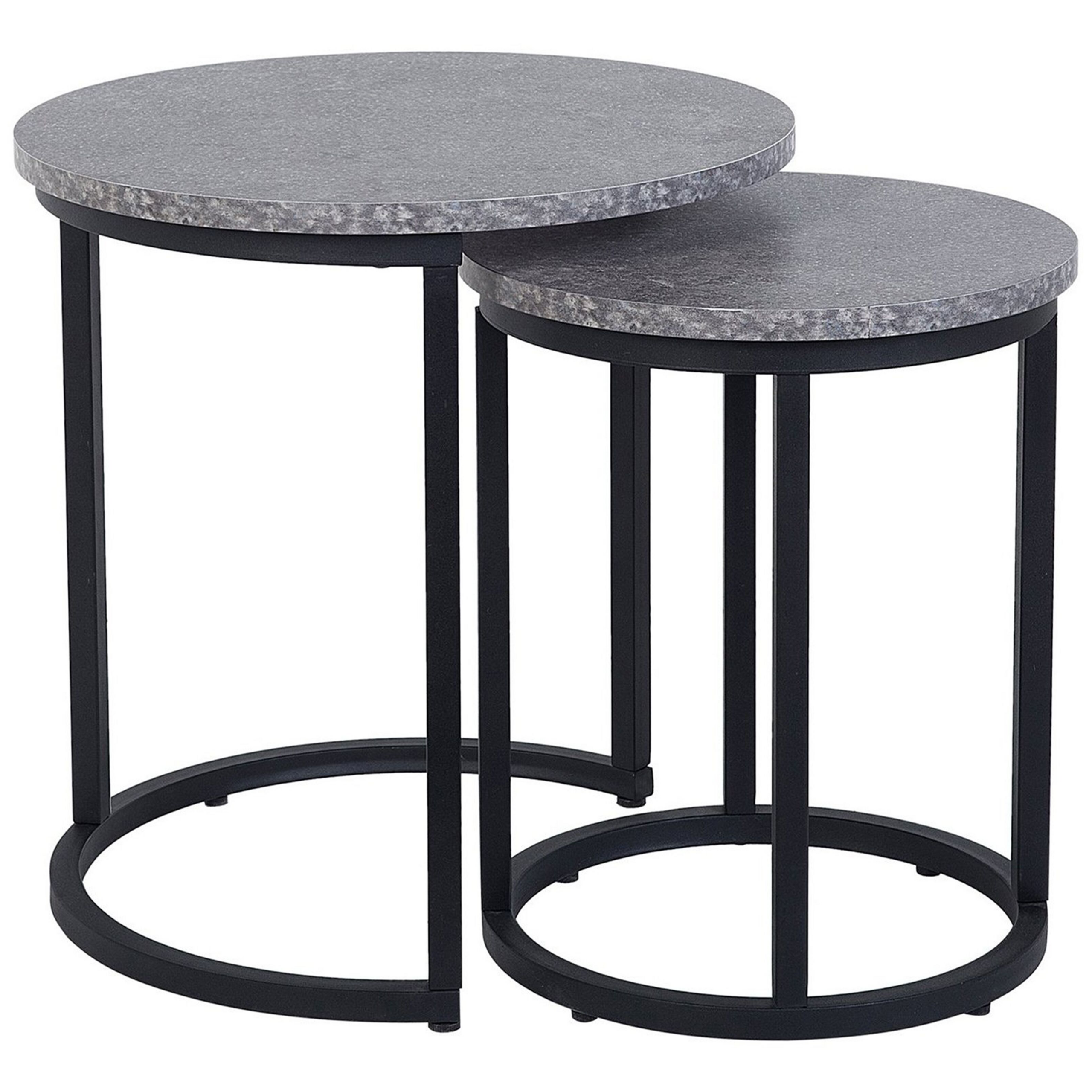 Set med 2 sidobord DIXIE Grå betongeffekt