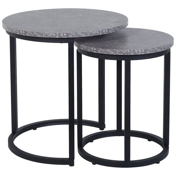 Set med 2 sidobord DIXIE Grå betongeffekt