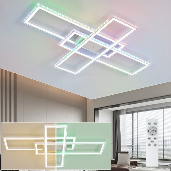 NETTLIFE LED-taklampa för vardagsrum, RGB - färgväxlande, dimbar, med fjärrkontroll, för sovrum, modern lampa, 50 W