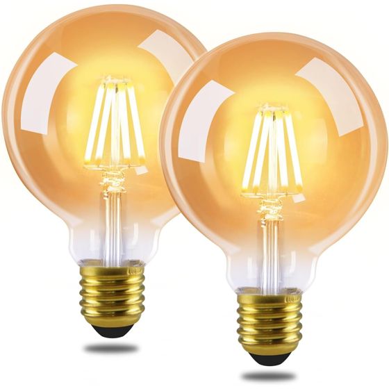 NETTLIFE 2 st E27 LED - vintage - glödlampor, retro G80 Edison - glödlampor, varmvit, 2700K, 4 W, dekorativa energibesparande glaslampor