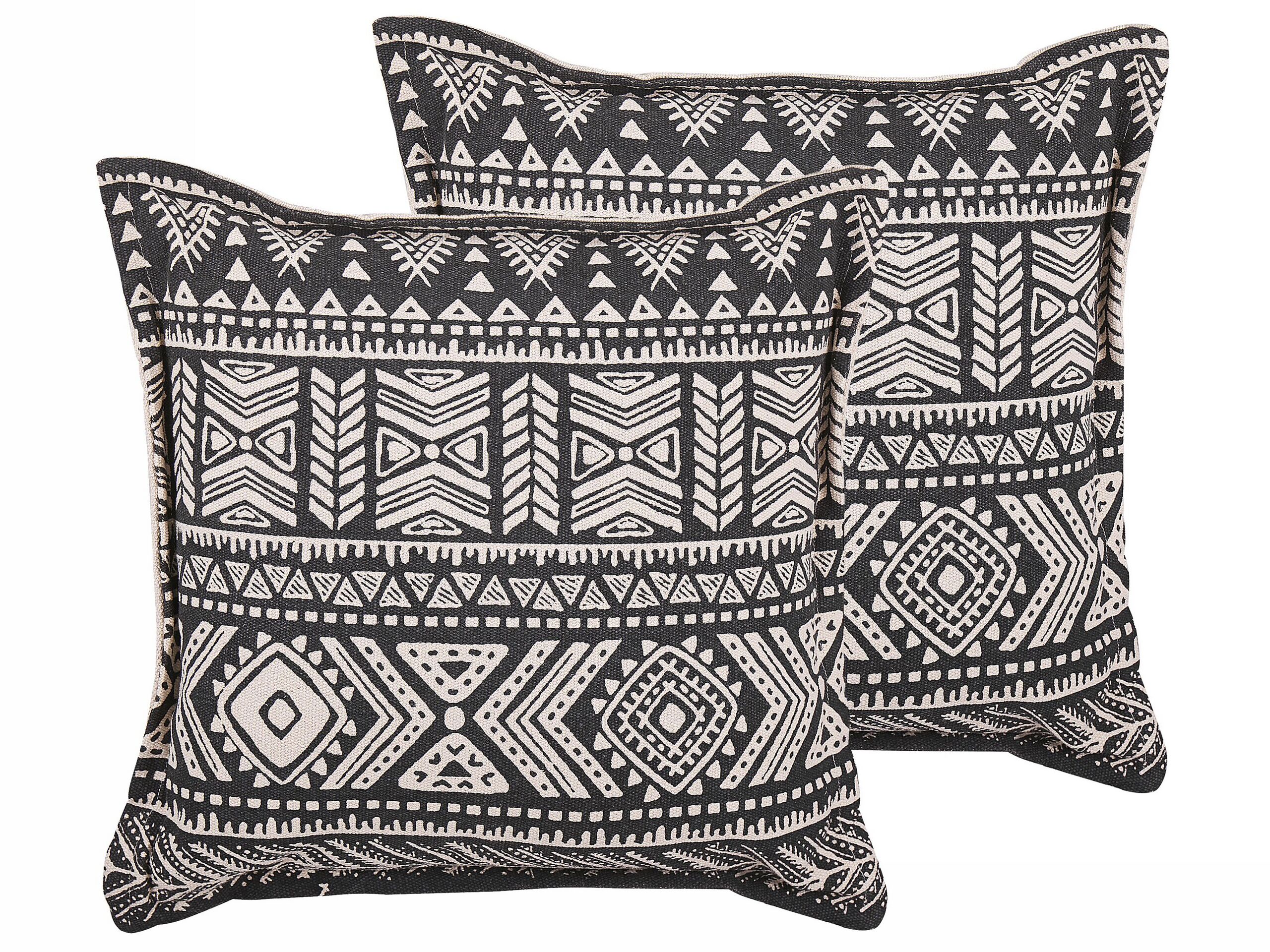 Set med 2 prydnadskuddar SIRVAN 45 x 45 cm Bomull Svart Geometriskt tryck
