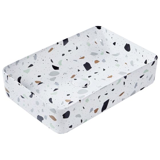Tvättställ för bänkskiva NULES 61 x 35 cm Keramik Terrazzoeffekt Vit