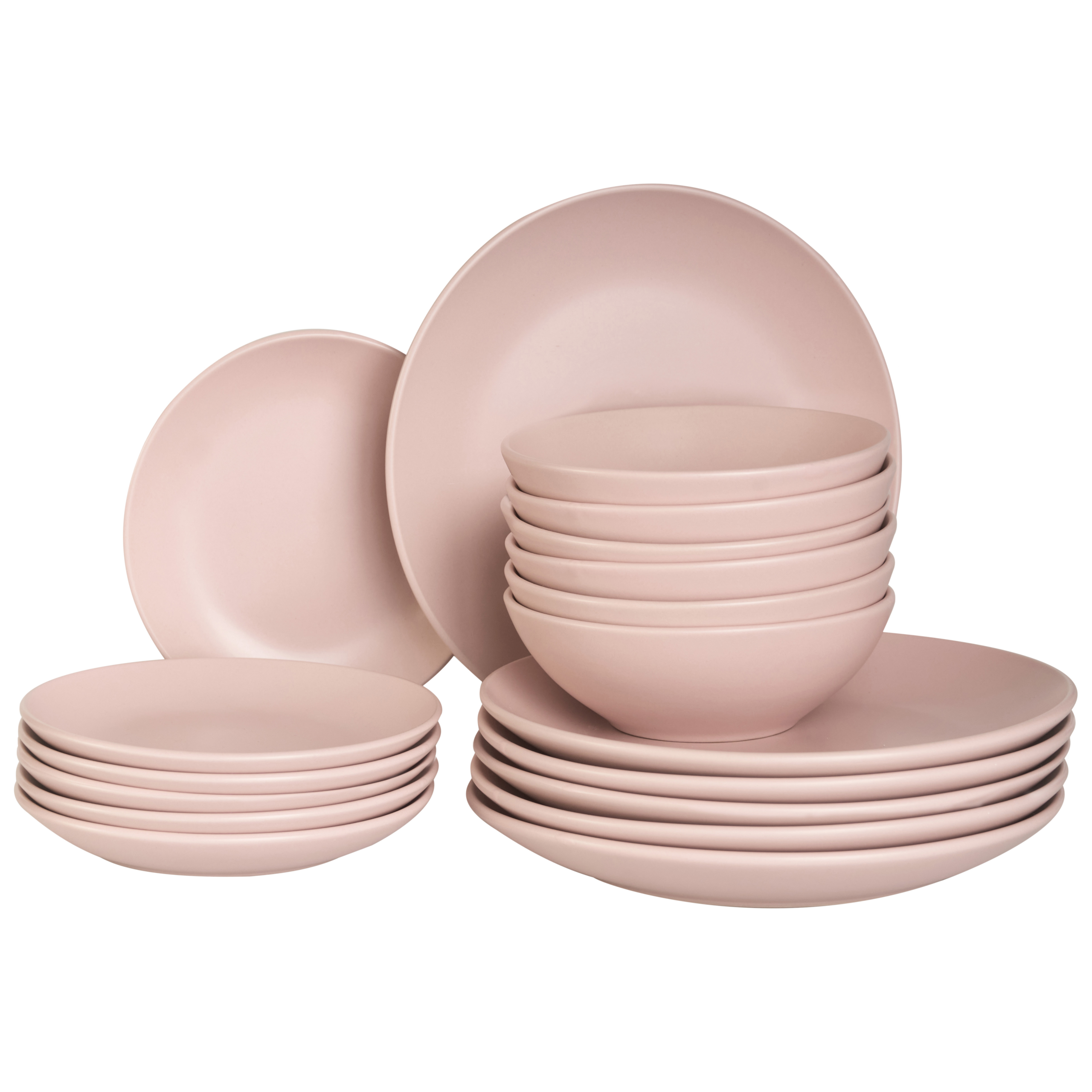 Set med 18 matserviser VIVANI Stengods Rosa