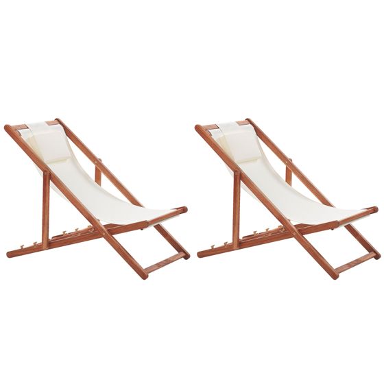 Set med 2 hopfällbara solstolar AVELLINO Akaciaträ Mörkbrun