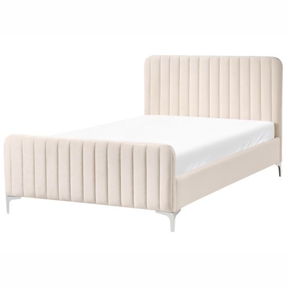 Säng med lamellram Sammet LUNAN 120 x 200 cm Ljusbeige