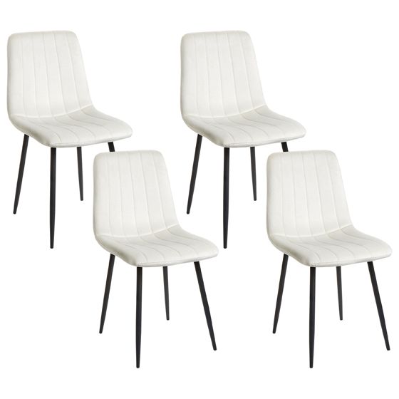 Set med 4 matstolar KALISPELL Sammet Off-White