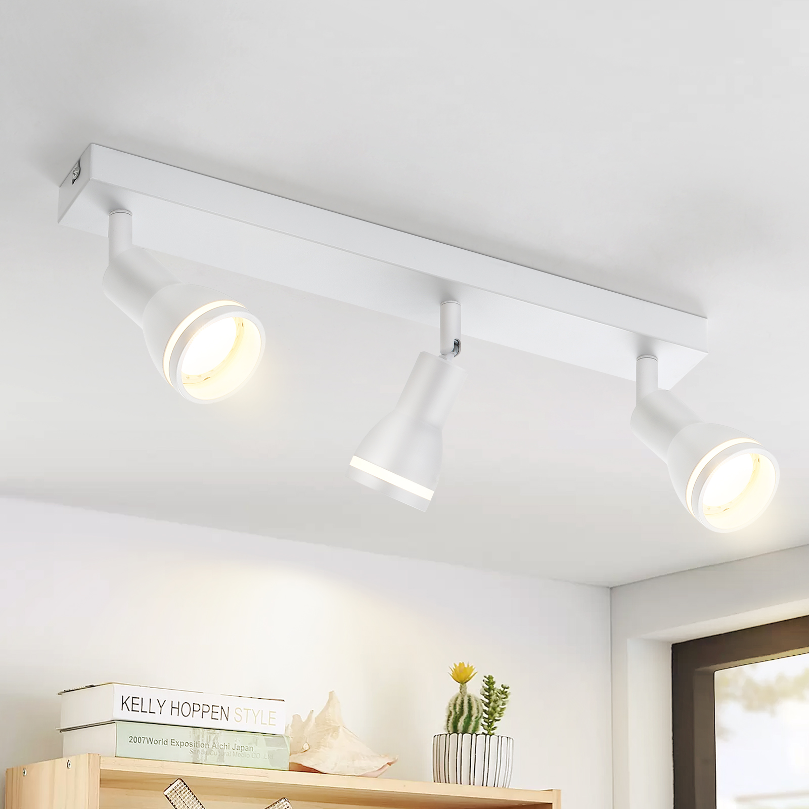 NETTLIFE modern vit taklampa: 3 justerbara metallspotlights i taket, GU10 taklampa, för sovrum utan glödlampa