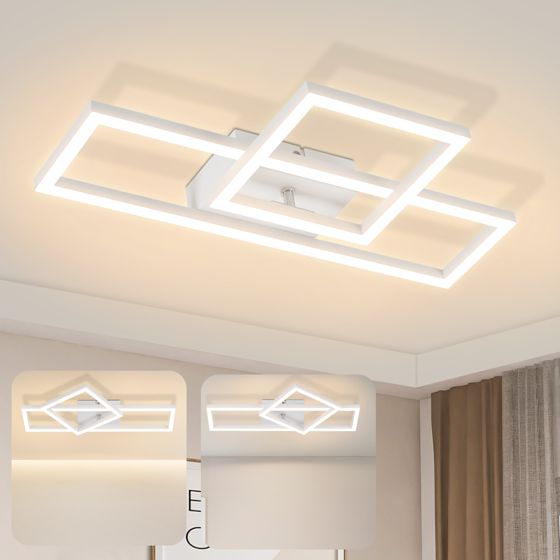 NETTLIFE LED - taklampa, vardagsrum Taklampa, 20 W, modern design Kökslampa, varmvit, fyrkantig vit