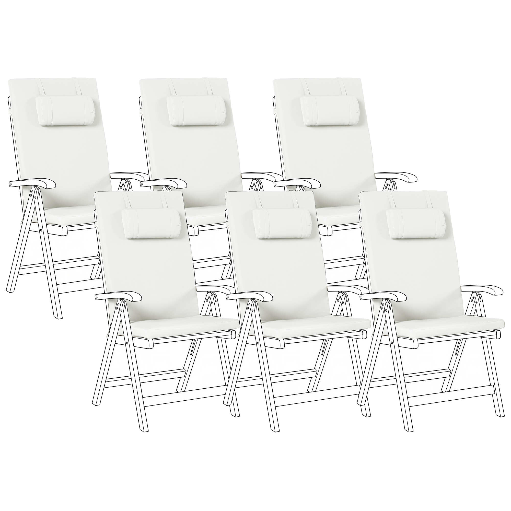 Set med 6 rygg-/sittdynor JAVA/AMANTEA PREMIUM 50 x 71 cm Off-White