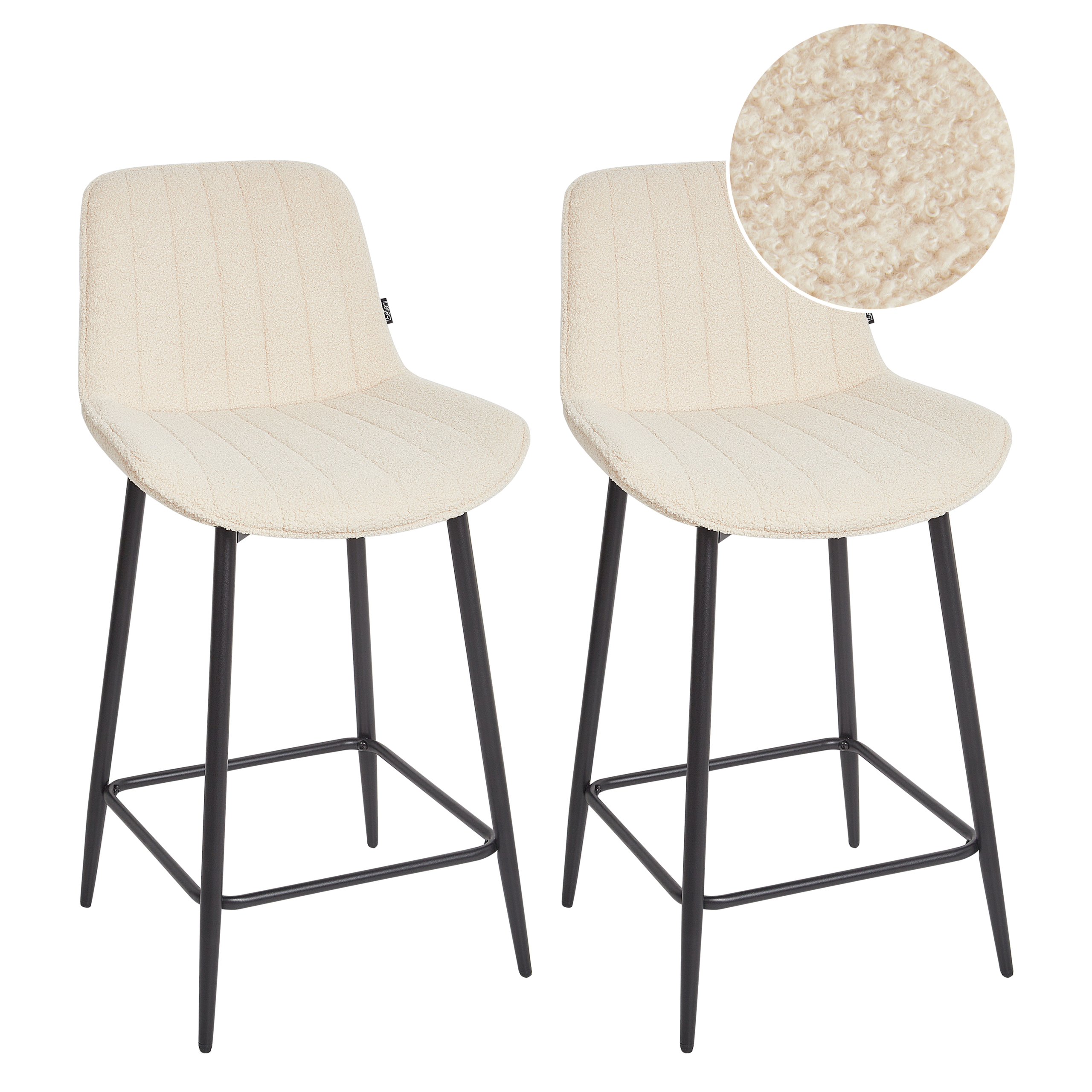 Set med 2 barstolar DUBROVNIK Bouclé Ljusbeige