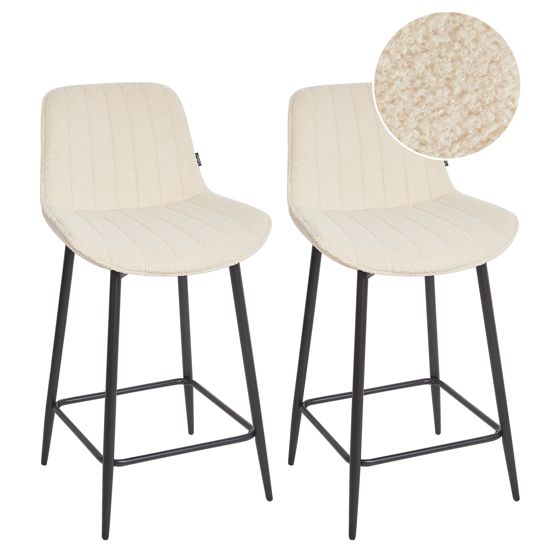 Set med 2 barstolar DUBROVNIK Bouclé Ljusbeige