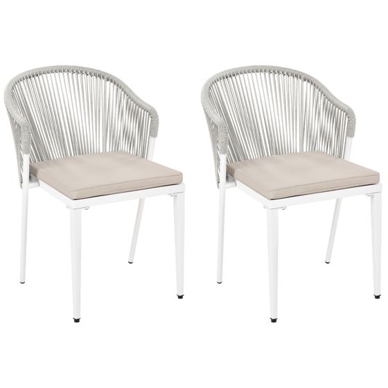 Set med 2 stolar med dynor PARANEA Metall Off-White
