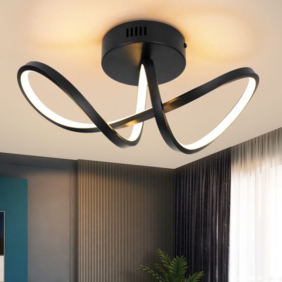 NETTLIFE modern, vardagsrum, LED-taklampa, svart, 12W, för inomhusbruk, 3000K, varmvit, integrerad LED, permanent