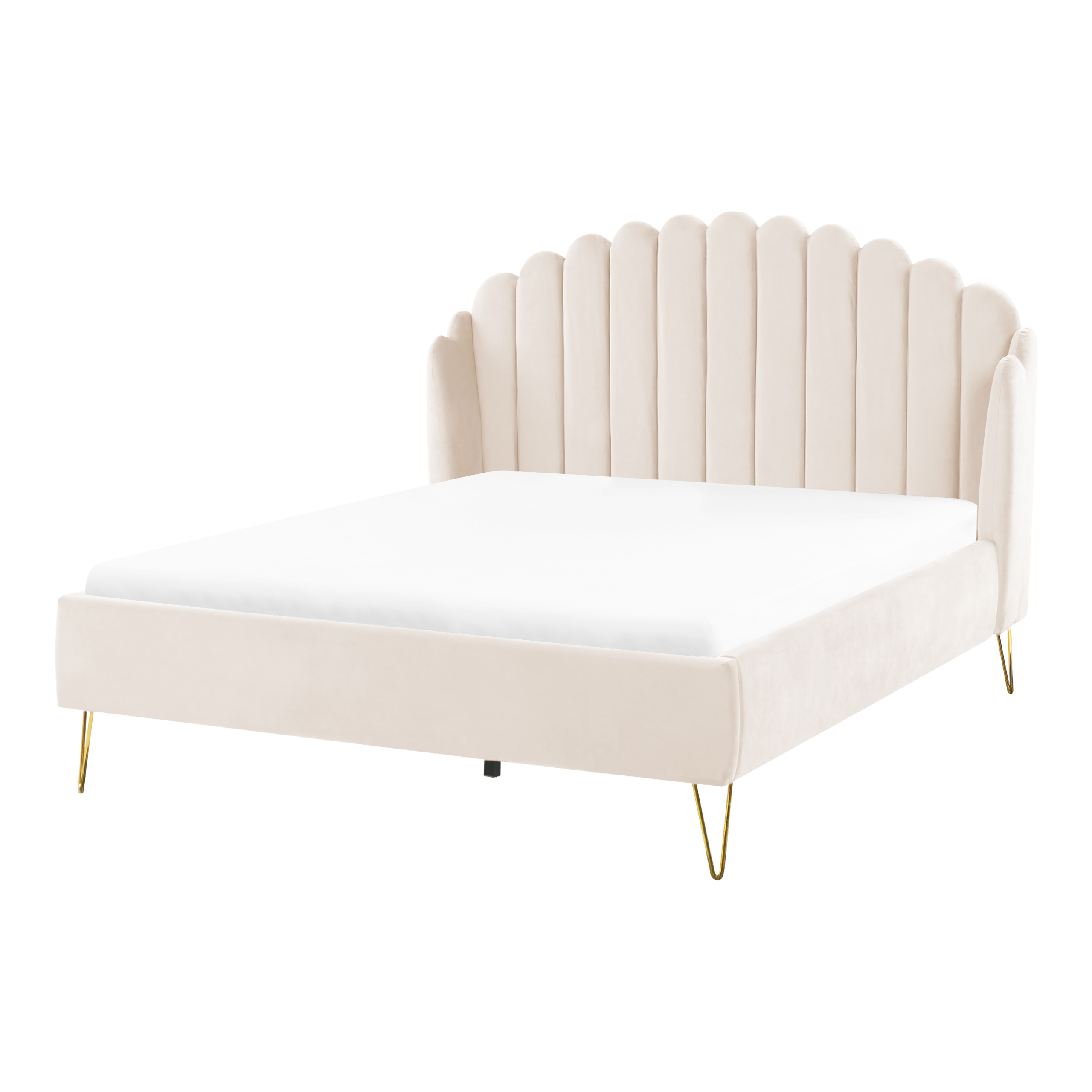 Säng med lamellram Sammet AMBILLOU 140 x 200 cm Ljusbeige