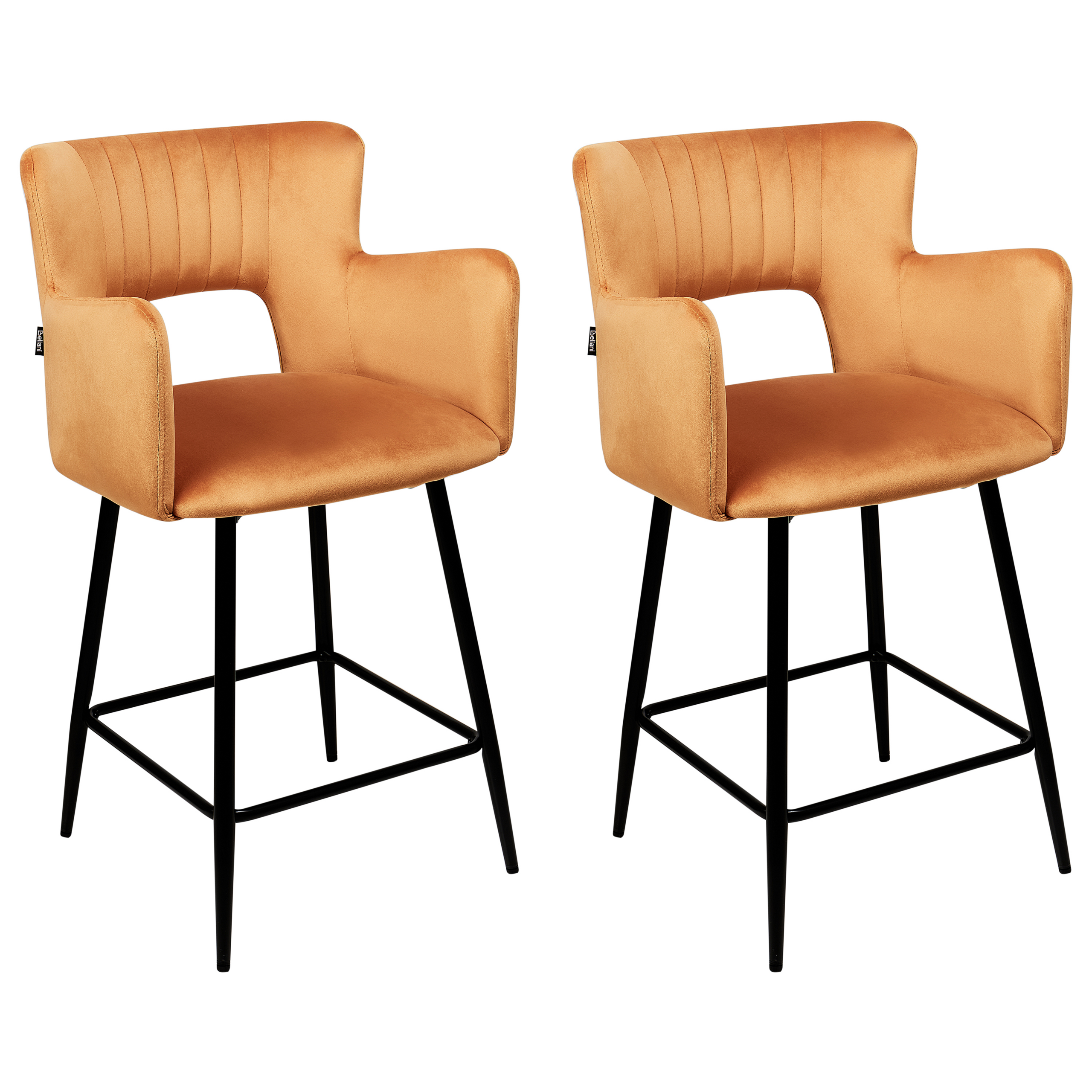 Set med 2 barstolar SANILAC Sammet Orange