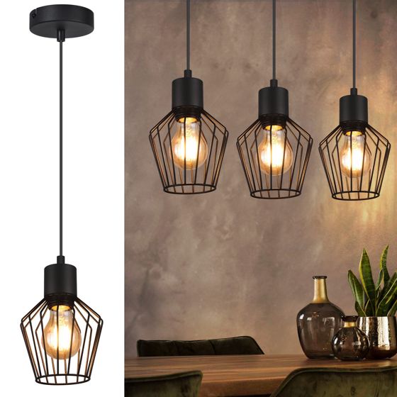 NETTLIFE Matbordslampa, svart, E27, 1 låga, metall