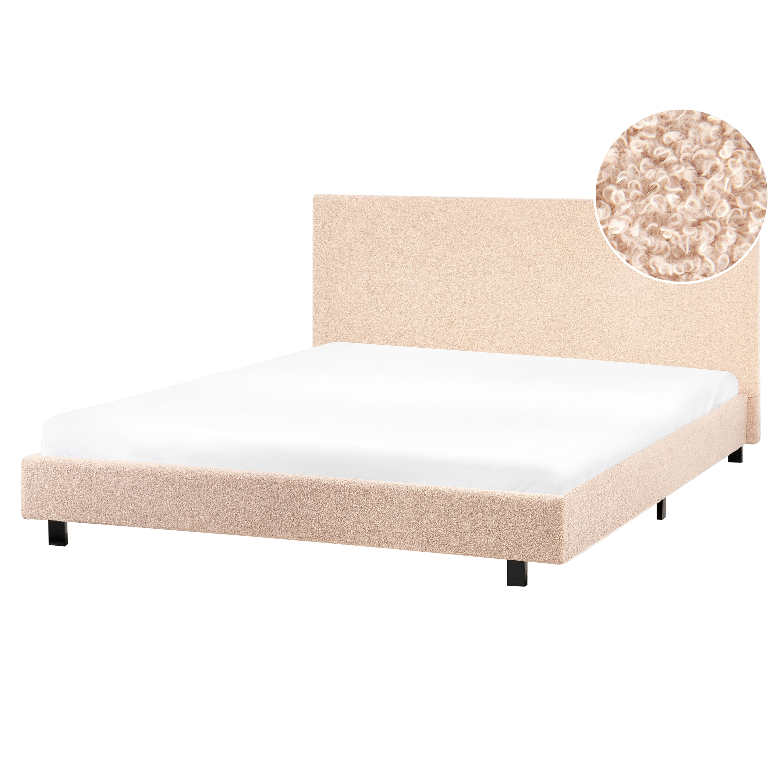 Säng med lamellram Bouclé ALBI 160 x 200 cm Beige