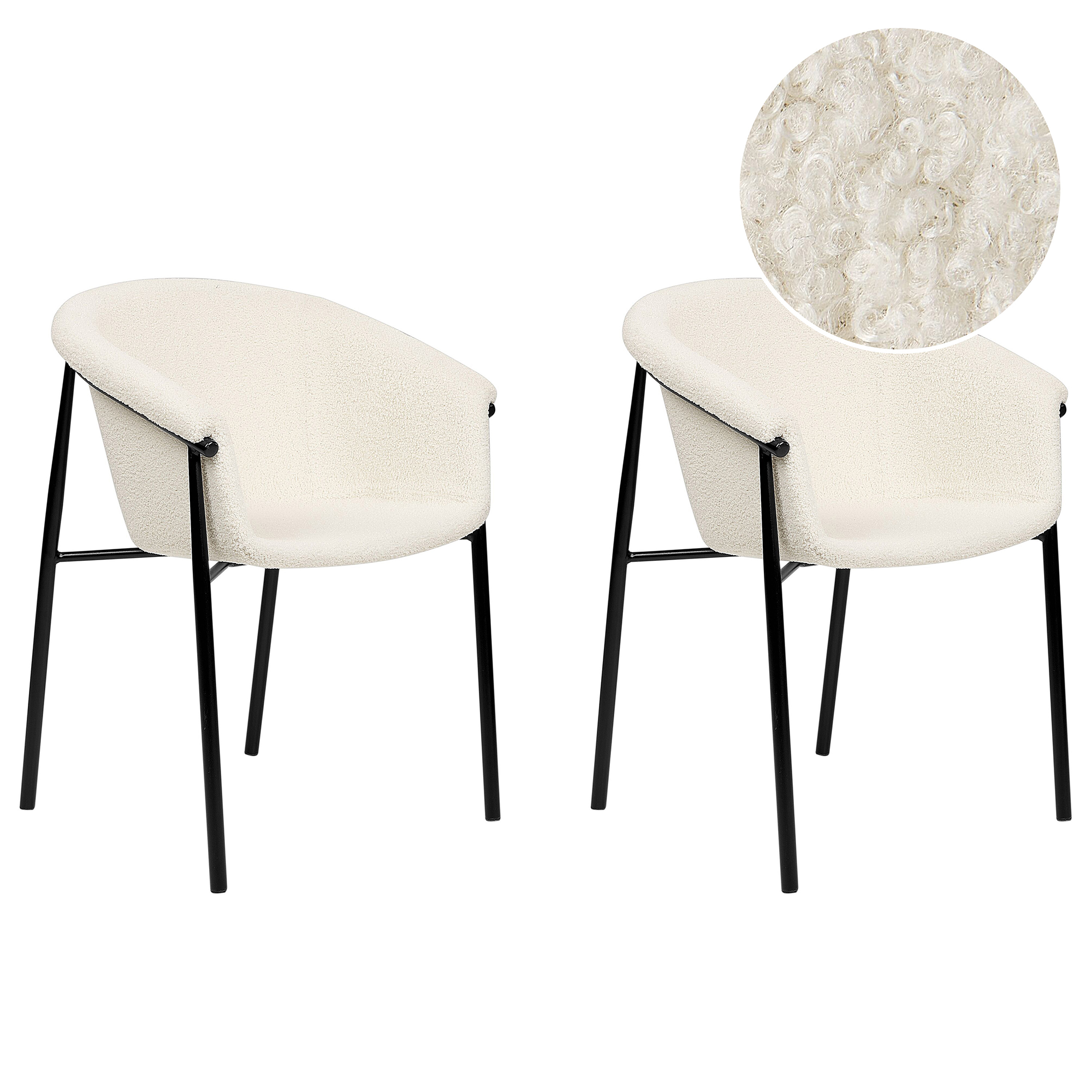 Set med 2 matstolar AMES Bouclé Off-White