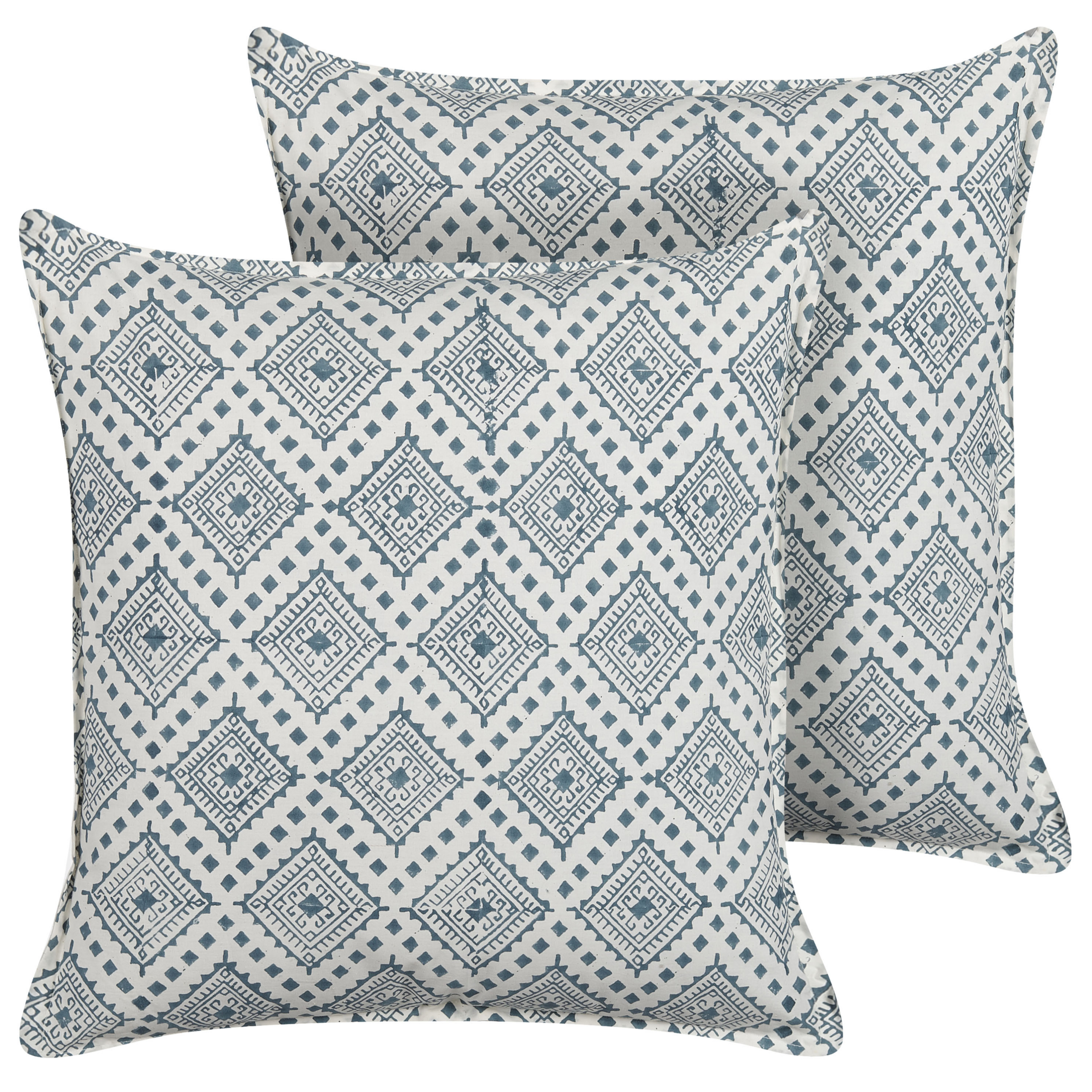 Set med 2 prydnadskuddar CORDATA 45 x 45 cm Bomull Blå Orientaliskt tryck