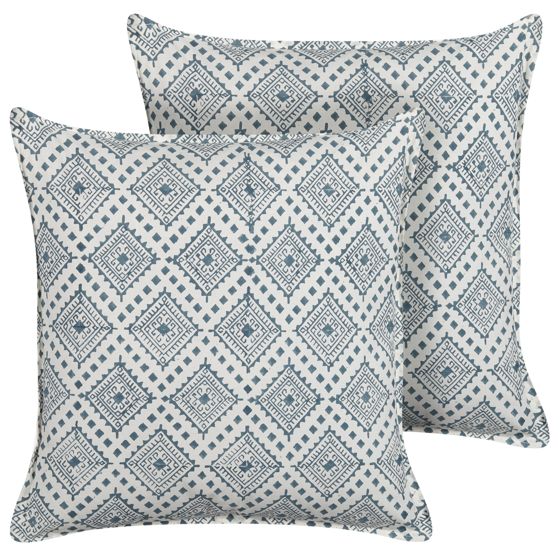 Set med 2 prydnadskuddar CORDATA 45 x 45 cm Bomull Blå Orientaliskt tryck