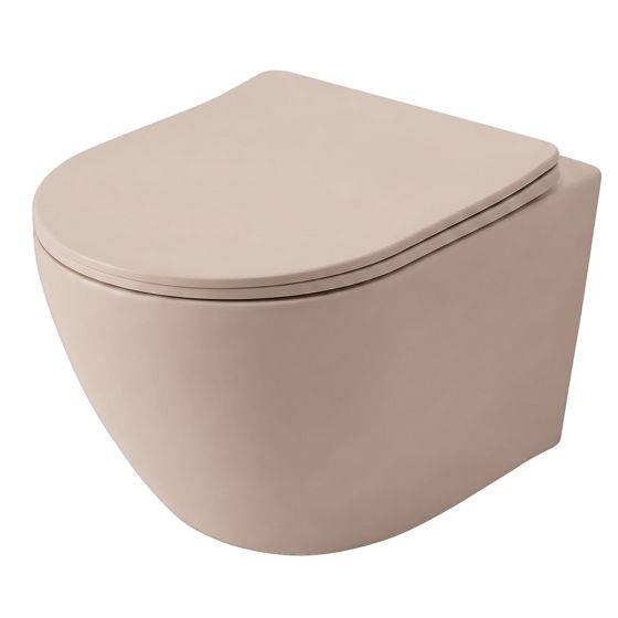 REA vägghängd wc-skål Carlo Mini Tornado Mocca Matt, Beige, 49,5x36,5x35cm