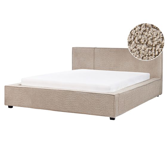 Säng med lamellram Bouclé MIRANDE 160 x 200 cm Taupe
