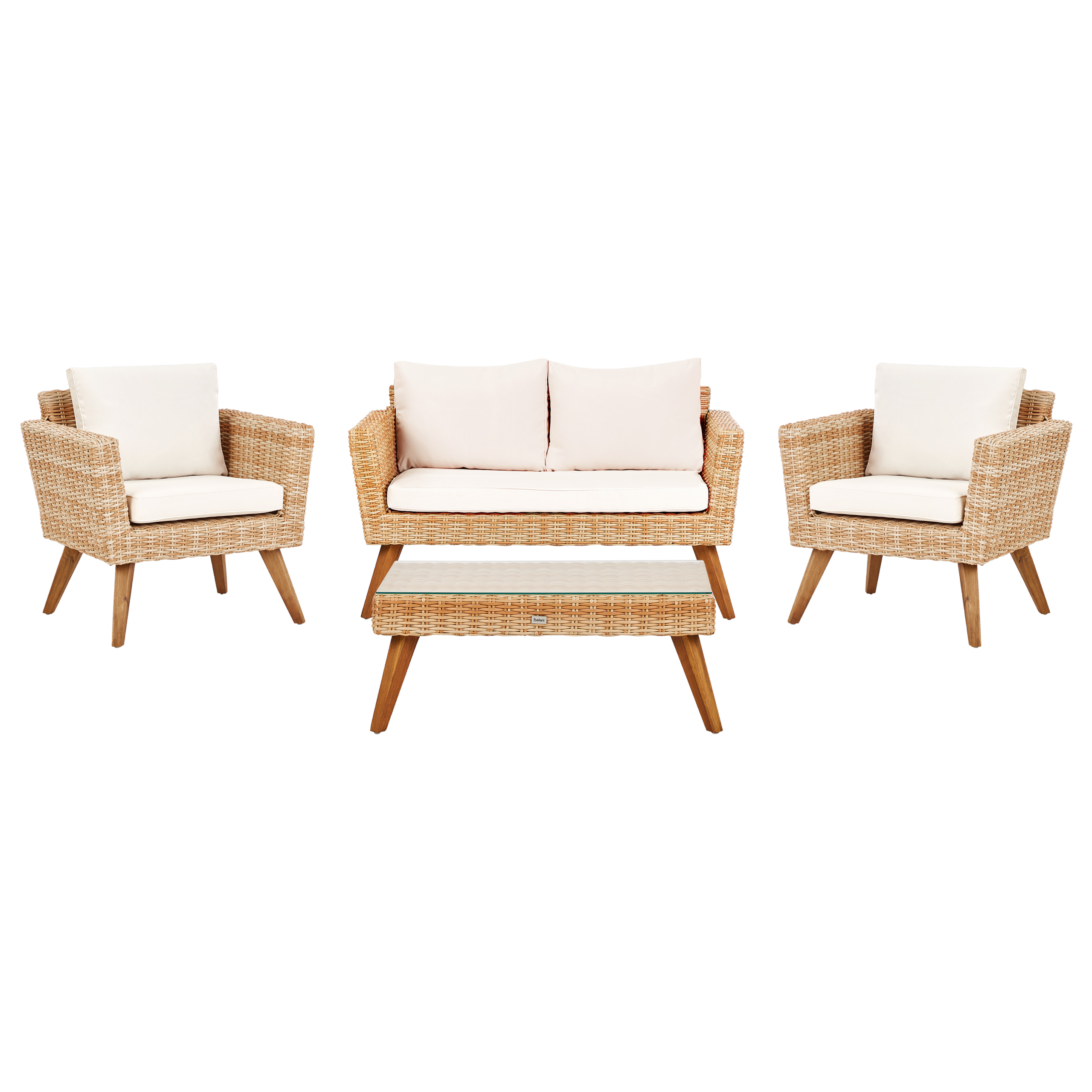 Trädgårdssoffgrupp med bord 4-sits VITTORIA Konstrotting Off-White