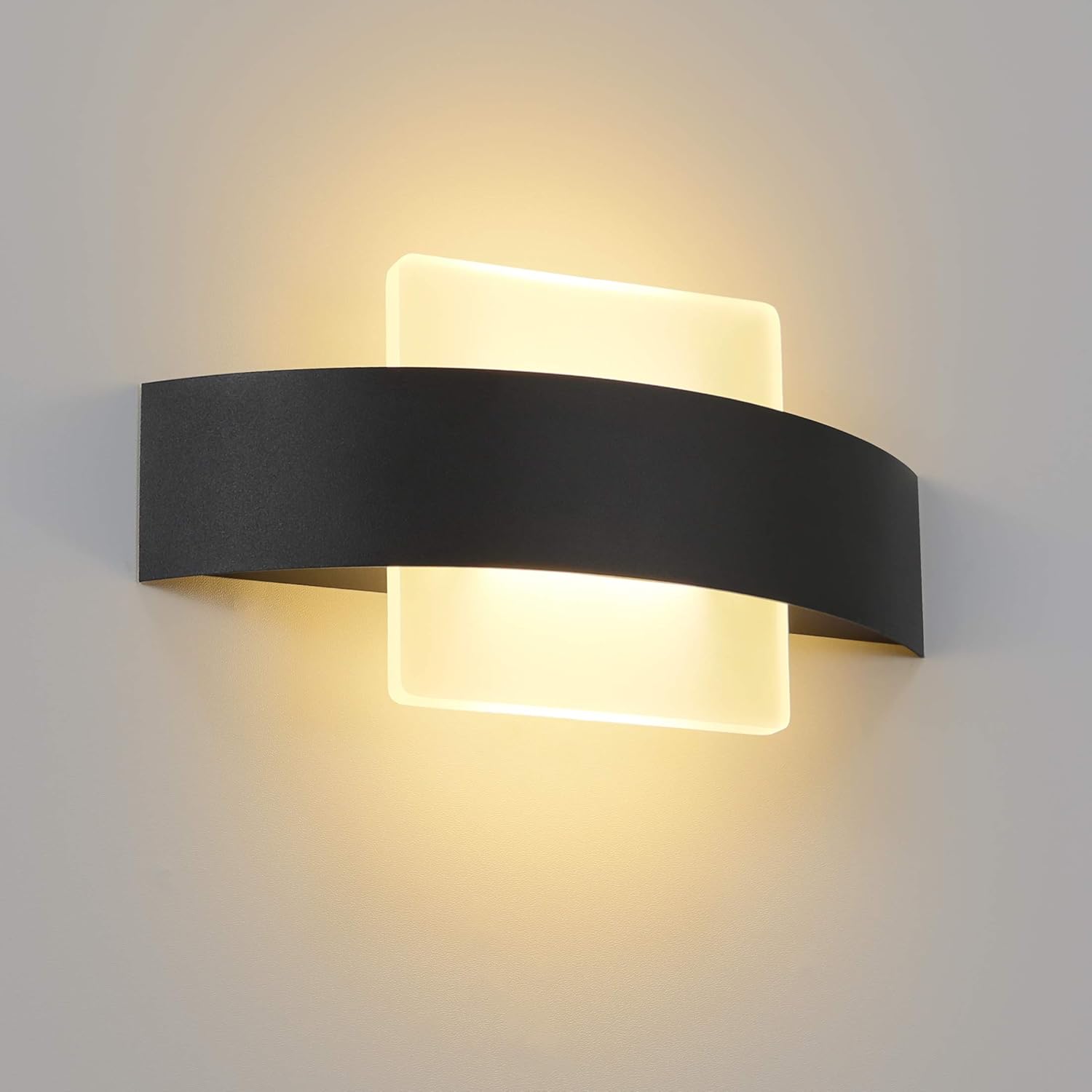 NETTLIFE LED-vägglampa för inomhusbruk, vardagsrums- och hallbelysning, 23,5 cm, sänglampa för sovrum, akryl, varmvit, 3000K, 7 W