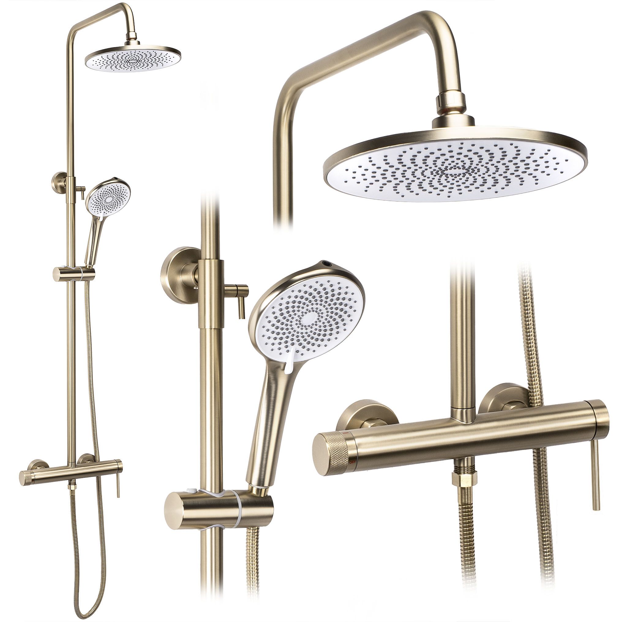 REA Duschset JS-H7023BG Borstat Guld, 33x9x131cm