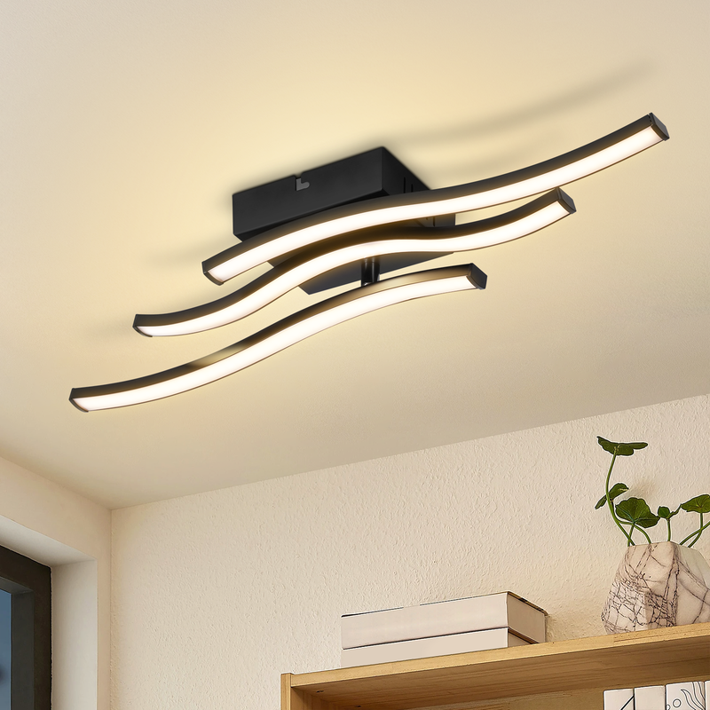 NETTLIFE LED-taklampa, svart, varmvitt ljus, vågmönster