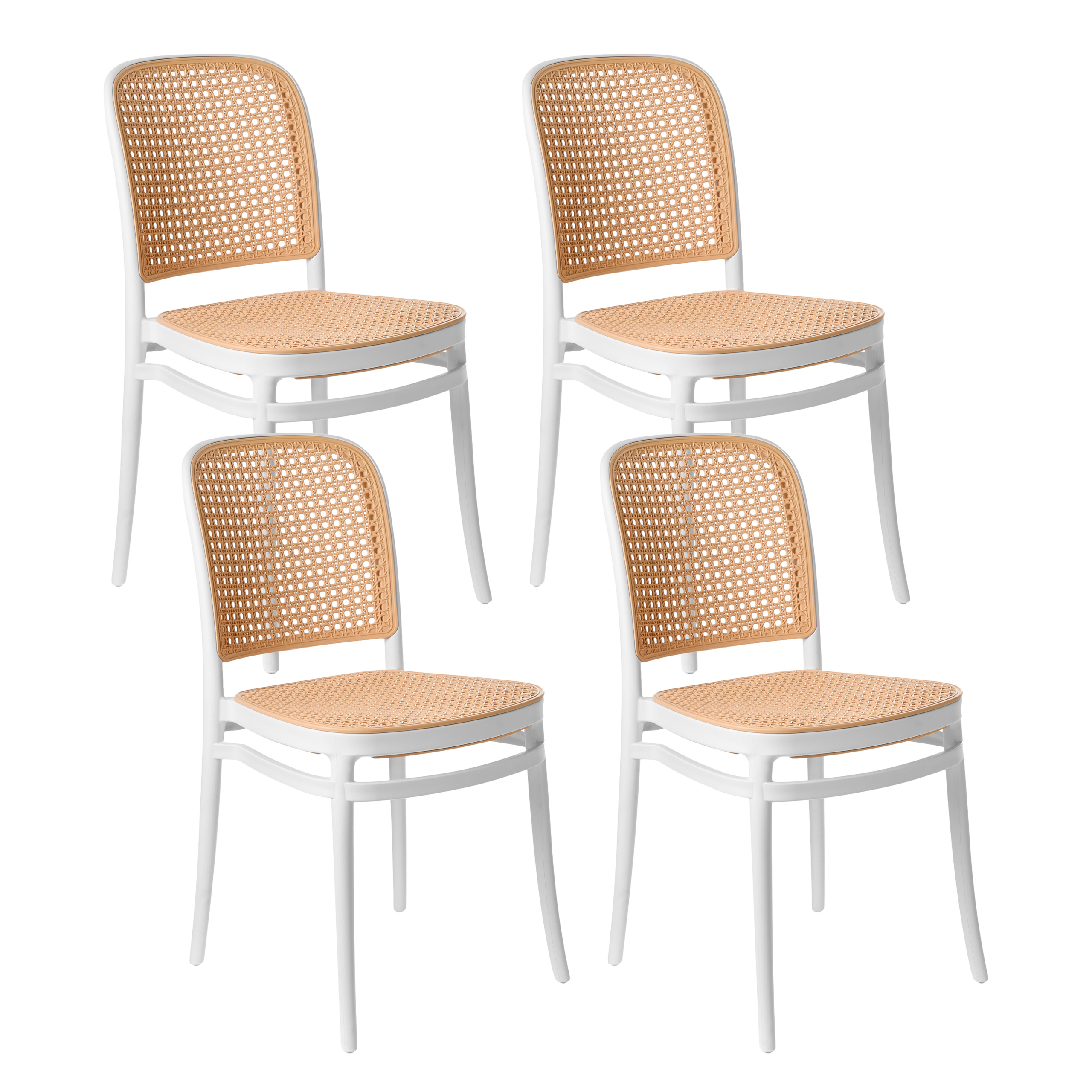 Set med 4 trädgårdsstolar PLOSE Vit/ Beige