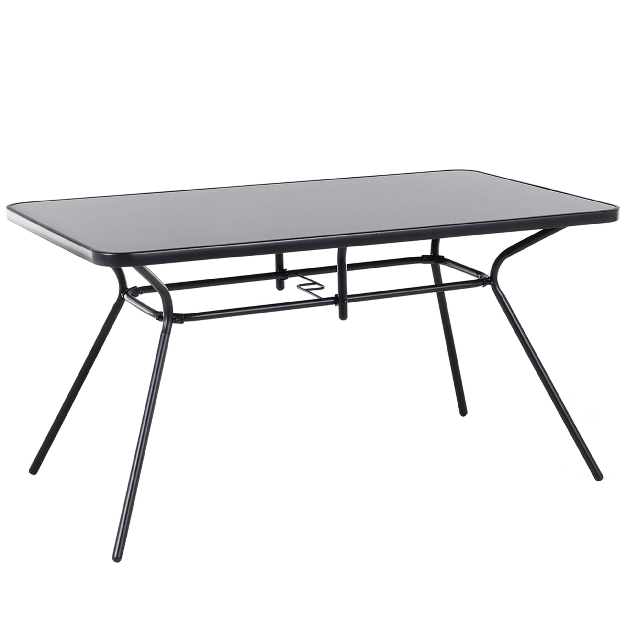 Trädgårdsmatbord LIVO 140 cm 80 cm Glas Svart
