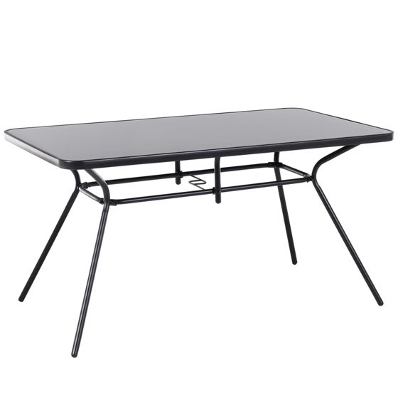 Trädgårdsmatbord LIVO 140 cm 80 cm Glas Svart