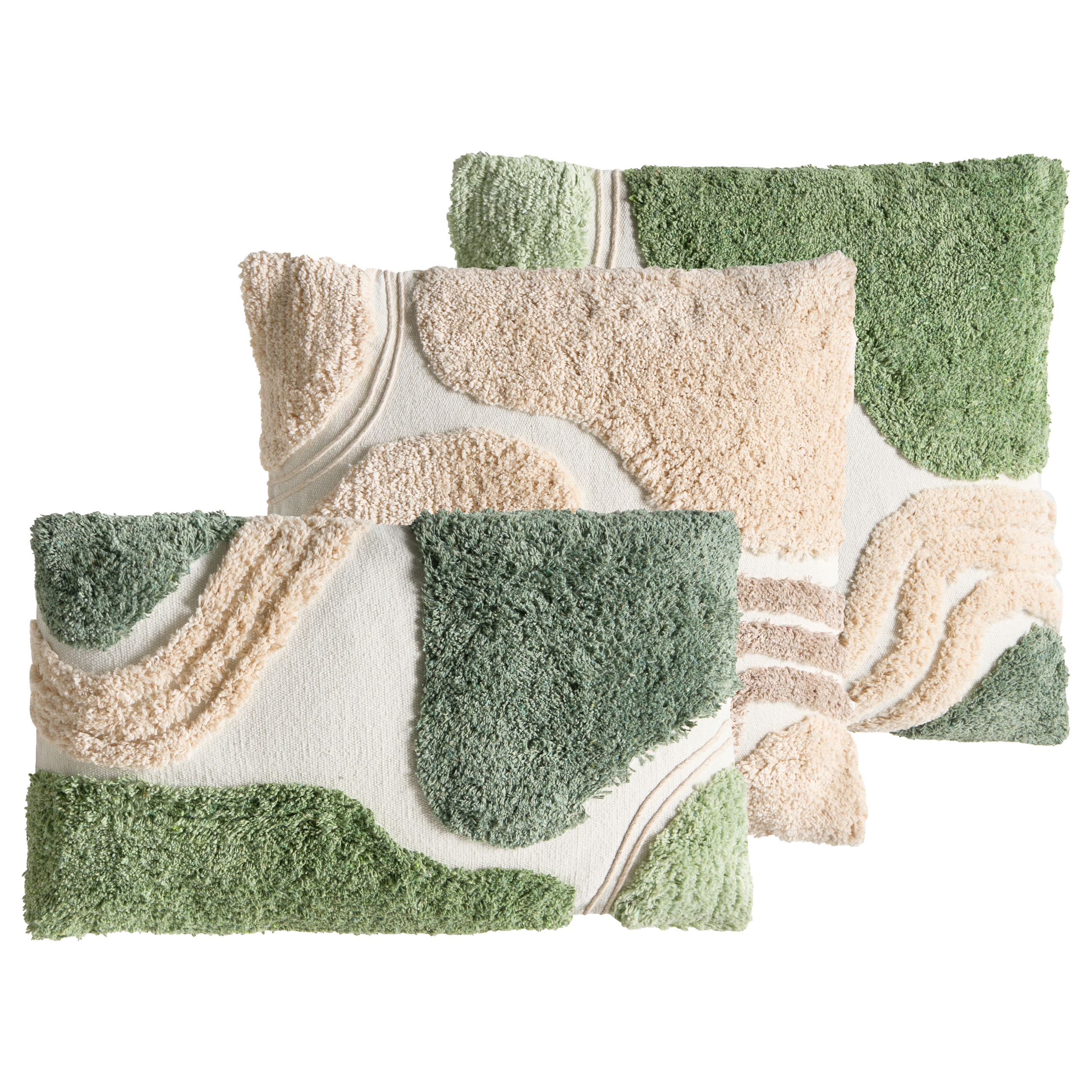 Set med 3 dekorativa kuddar ALSTONIA 30 x 50 cm 45 x 45 cm Bomull Grön Abstrakt tryck