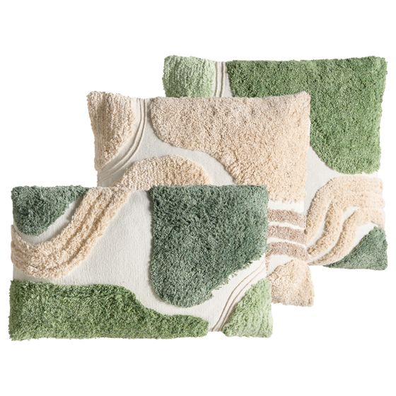 Set med 3 dekorativa kuddar ALSTONIA 30 x 50 cm 45 x 45 cm Bomull Grön Abstrakt tryck