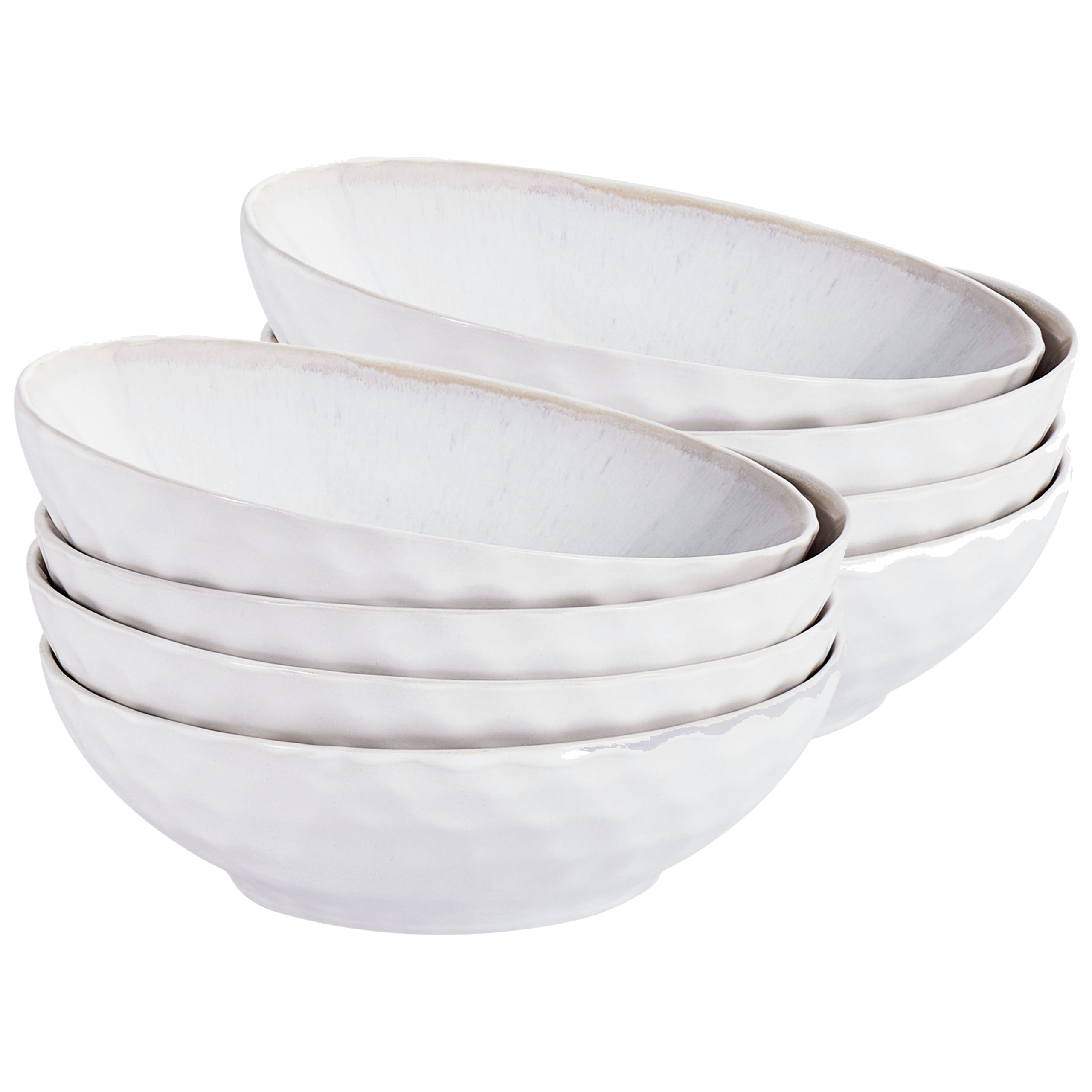 Set med 8 djupa tallrikar SESAME Stengods Ljusgrå 18 cm