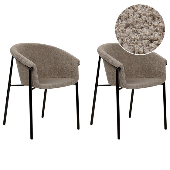 Set med 2 matstolar AMES Bouclé Taupe