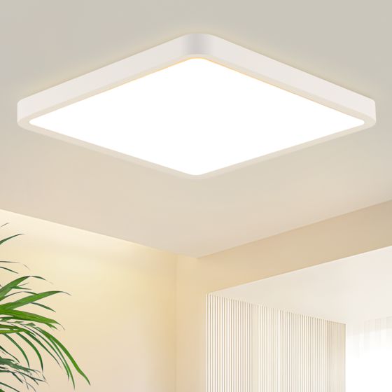 NETTLIFE platt, LED-taklampa, 23 cm, 3000, 18 W, fyrkantig, för sovrum Vit, integrerad LED, permanent