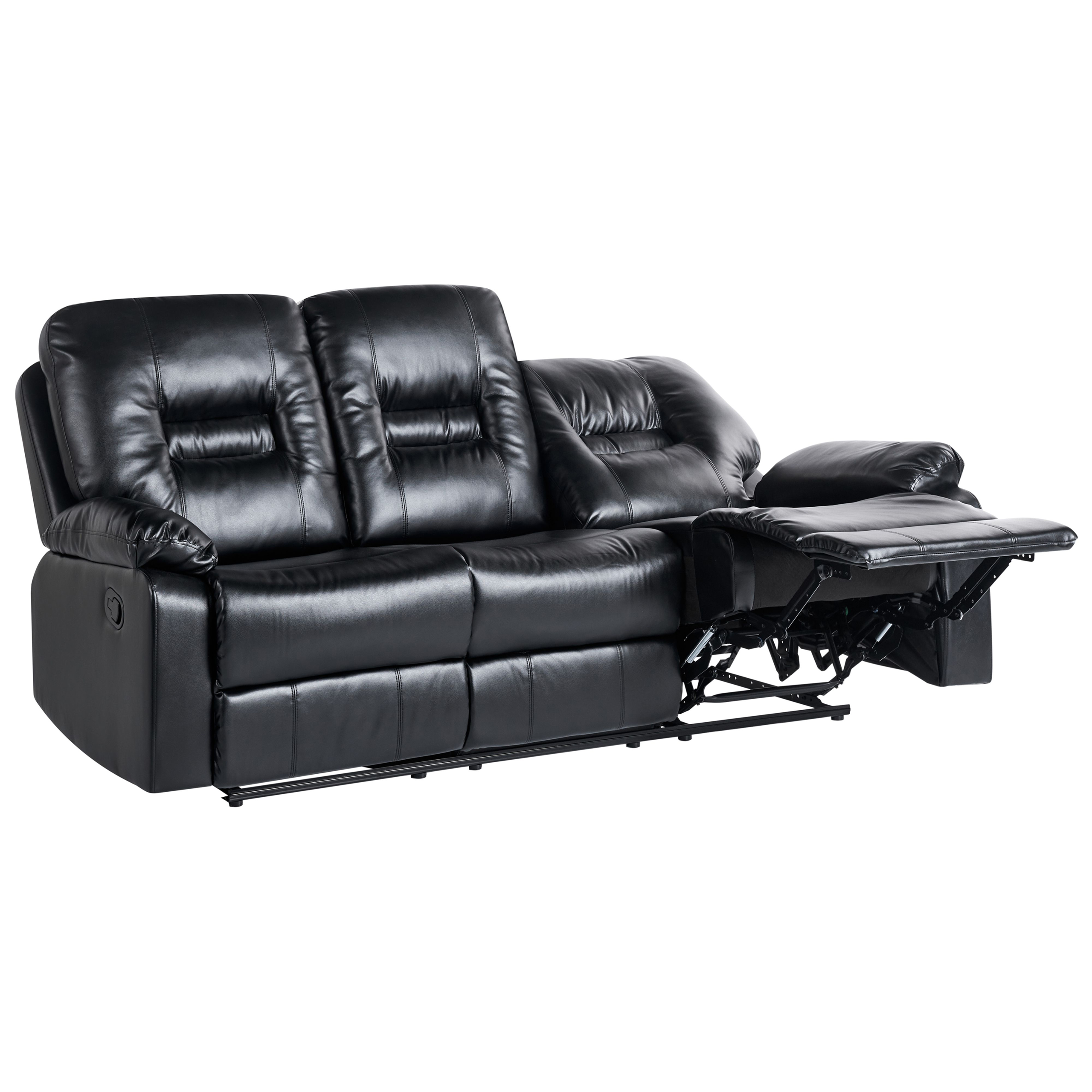 Manuell reclinersoffa 3-sits BERGEN Konstläder Svart