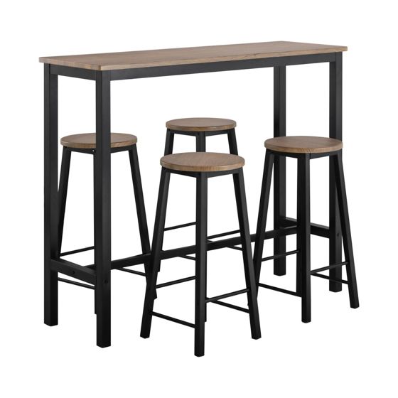SoBuy Barbord och 4 Pallar, Matgrupp, Testad för 150 kg, OGT22-SCH
