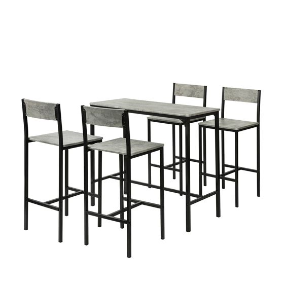 SoBuy Barbord och 4 stolar Matgrupp Matbord Loungebord Utemöbler OGT14-HG