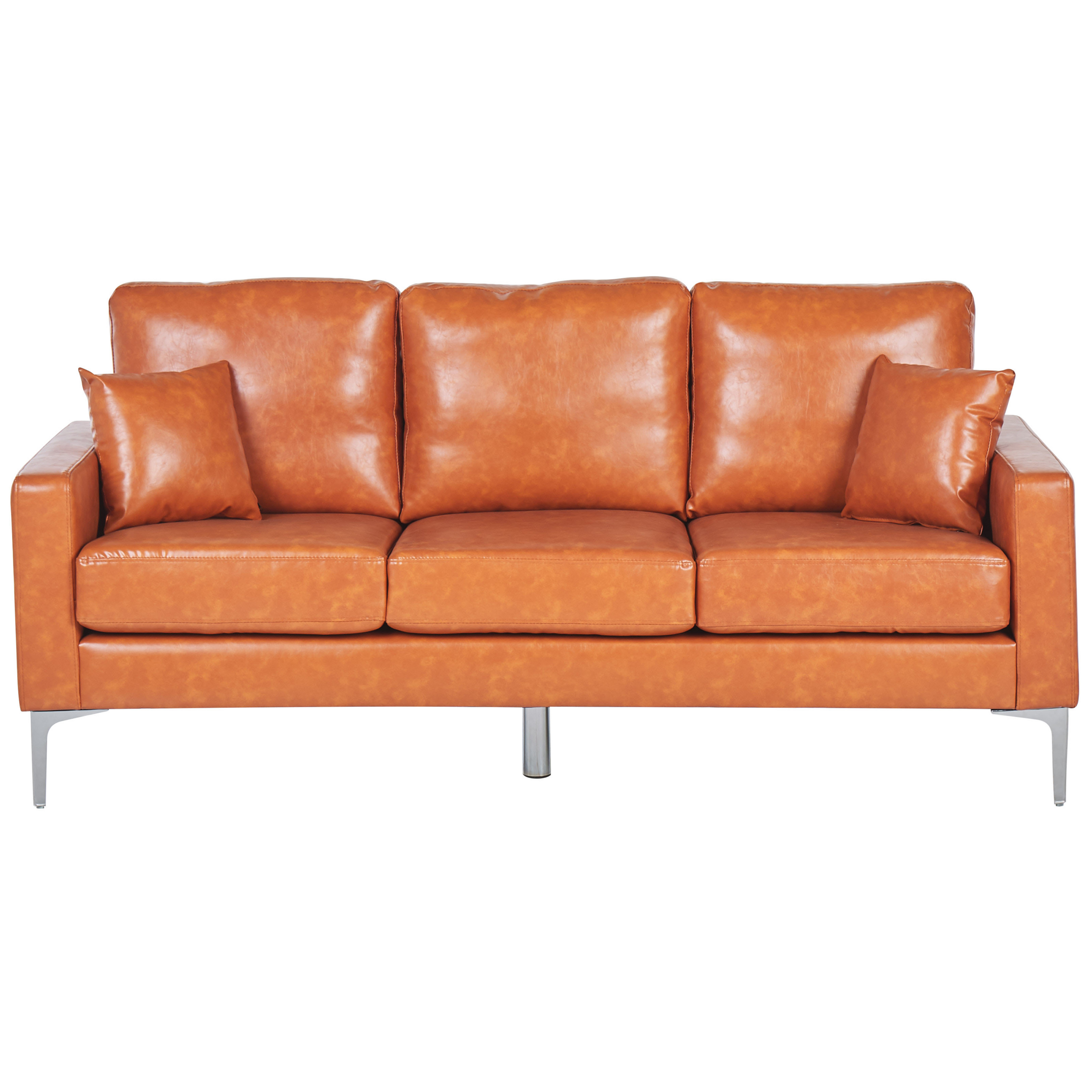Soffa 3-sits GAVLE Konstläder Guldbrun