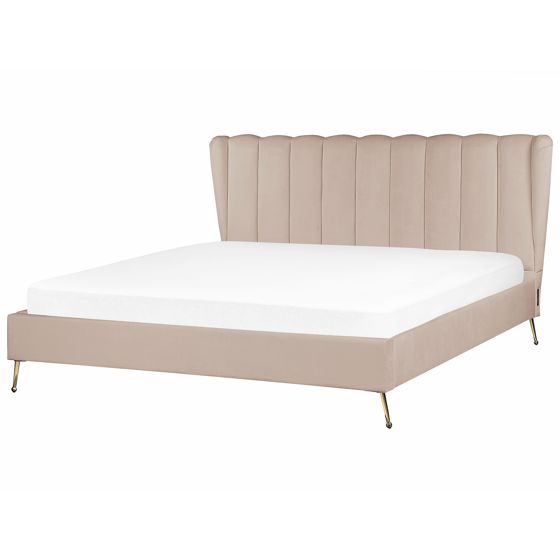 Säng med lamellram Sammet MIRIBEL 180 x 200 cm Taupe