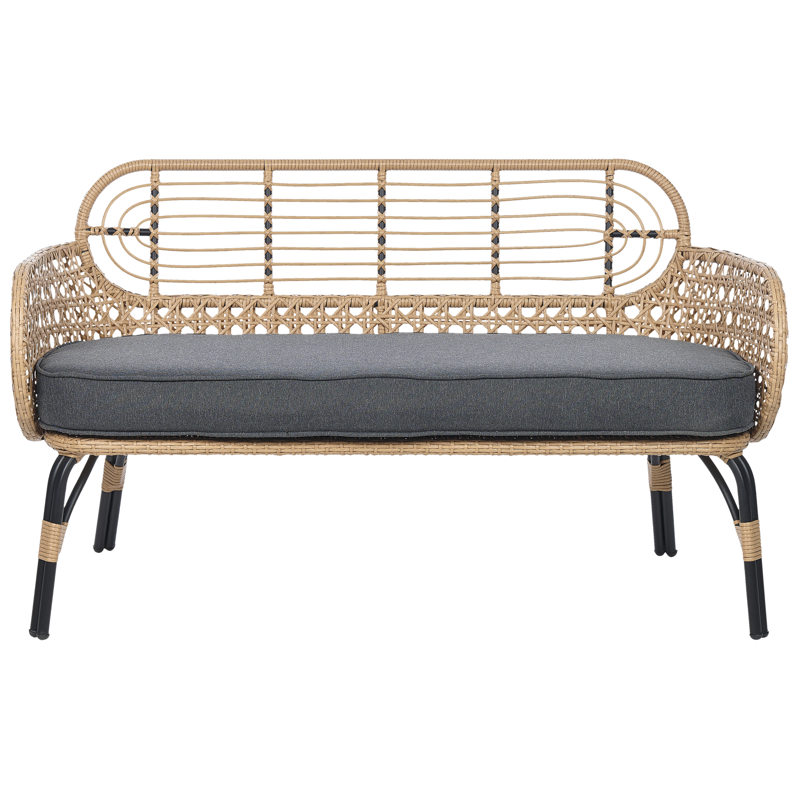 Trädgårdsbänk med dyna PRATELLO 122 cm Konstrotting Naturlig