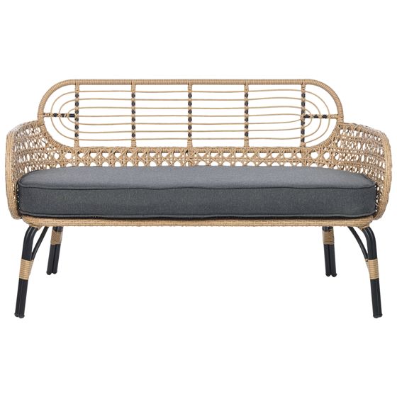 Trädgårdsbänk med dyna PRATELLO 122 cm Konstrotting Naturlig