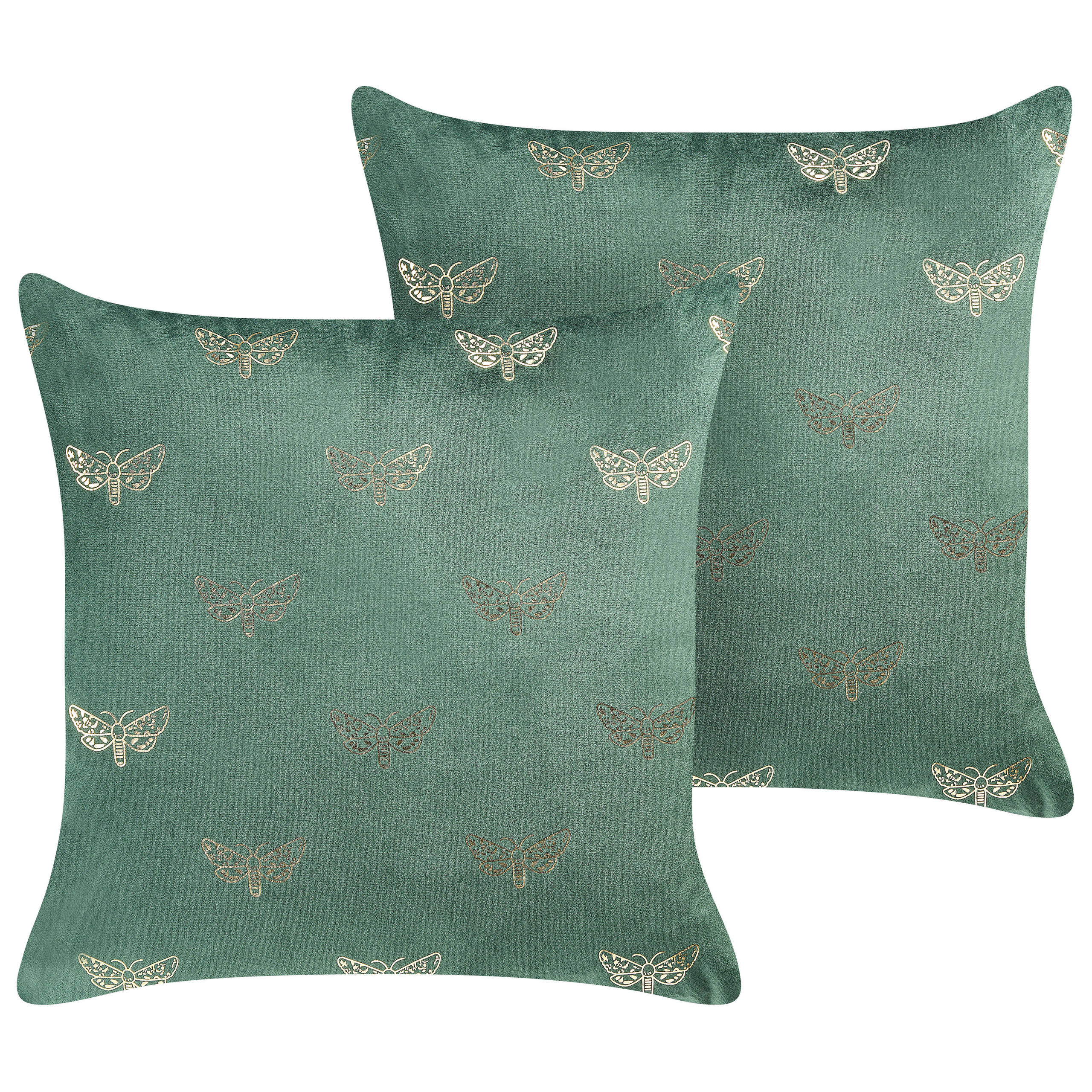 Set med 2 prydnadskuddar YUZURI 45 x 45 cm Sammet Smaragdgrön Djurtryck