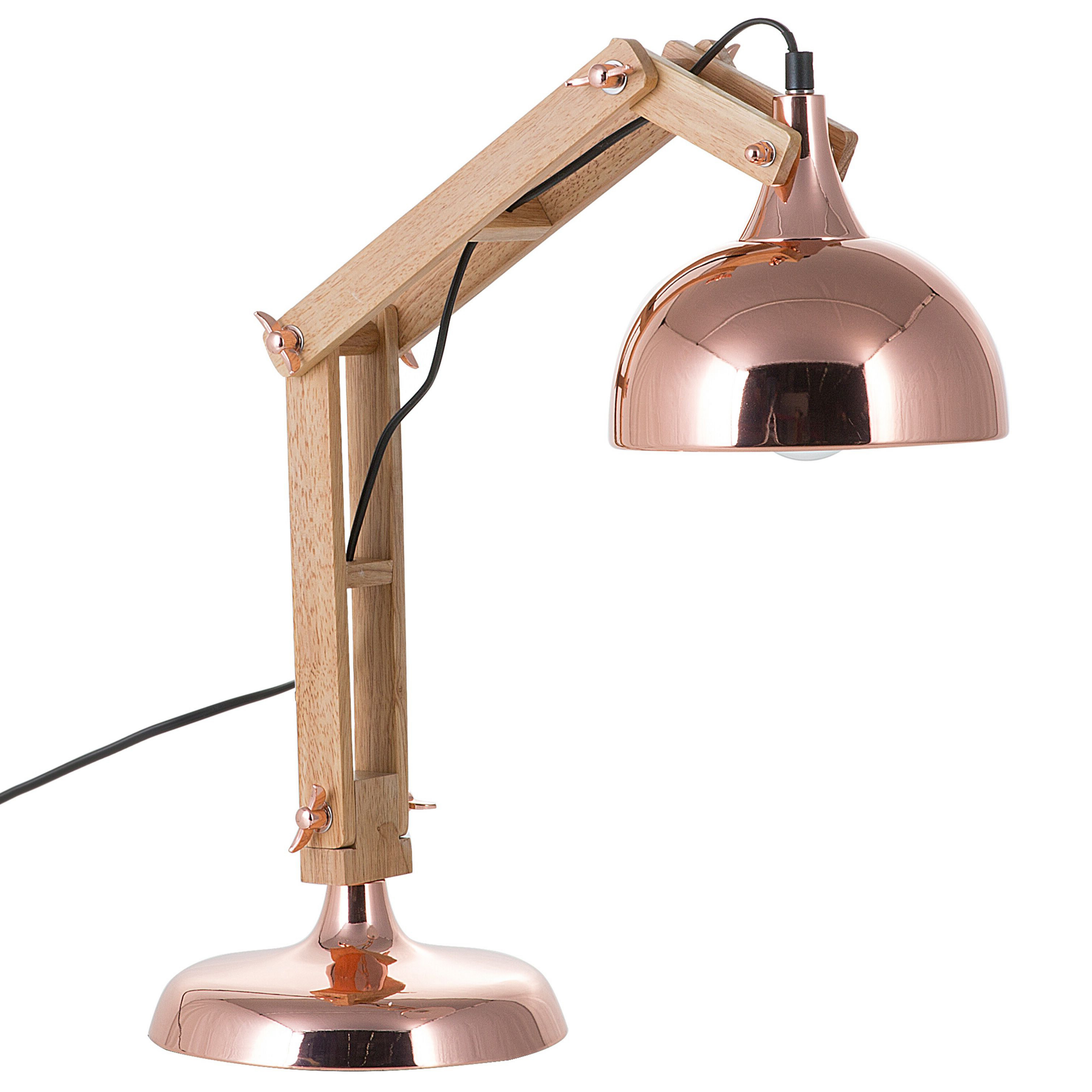 Skrivbordslampa SALADO Justerbar Trä Koppar